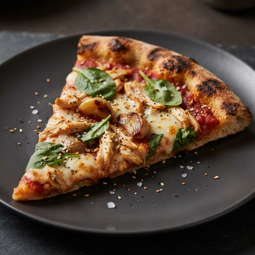 Char-Grilled Chicken Pizza with Mozzarella and Roasted Garlic