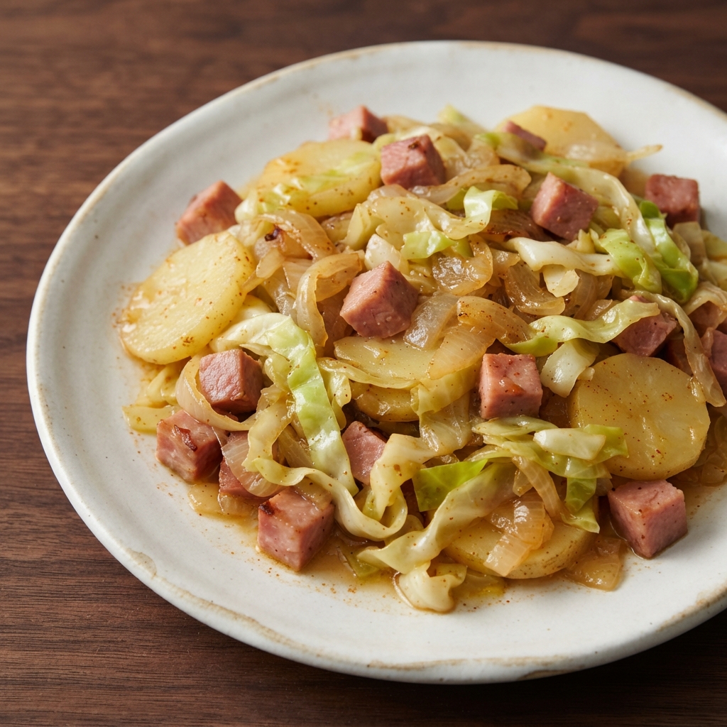 One-Pan Ham with Cabbage and Potatoes