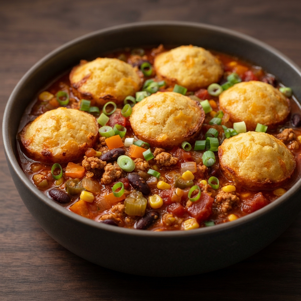Sheet-Pan Turkey Chili with Cheesy Cornbread Toppers
