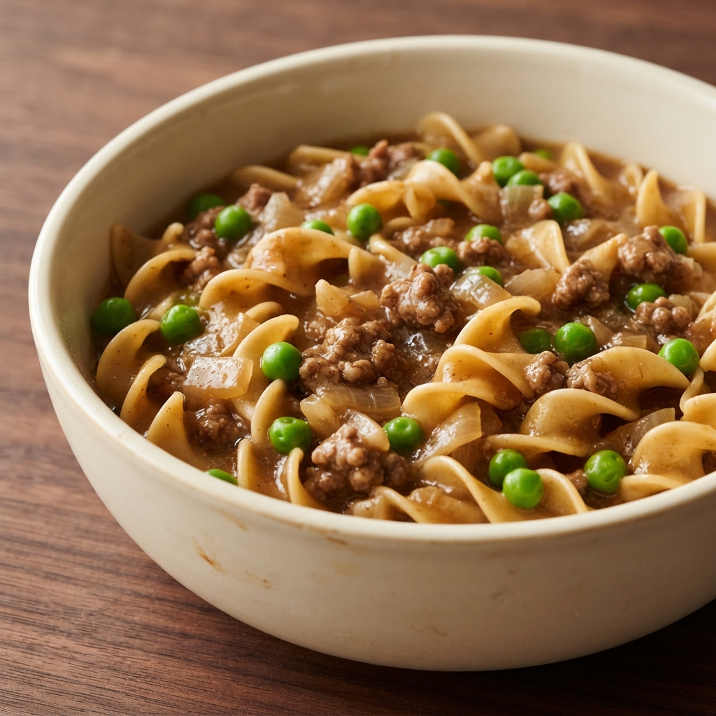 Weeknight Ground Beef Stroganoff with Egg Noodles