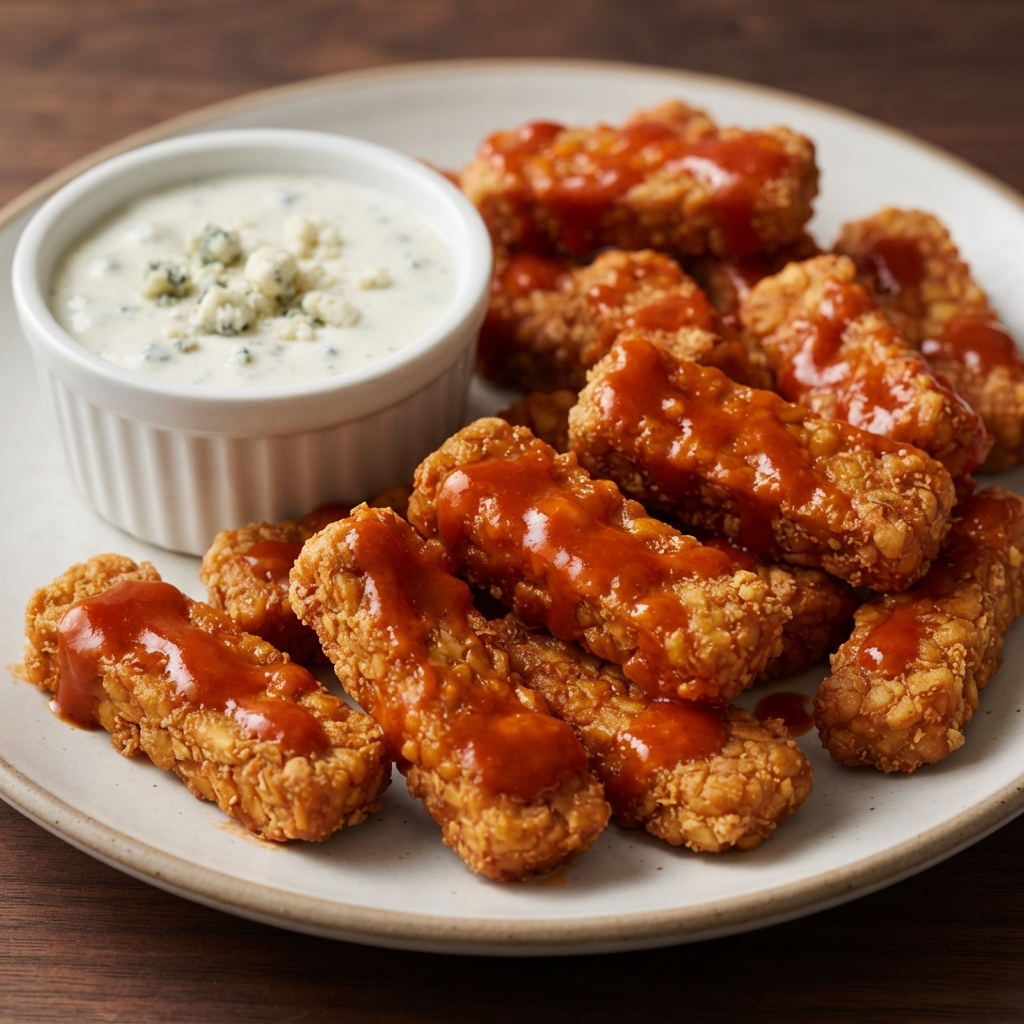Crispy Buffalo Tempeh Fingers