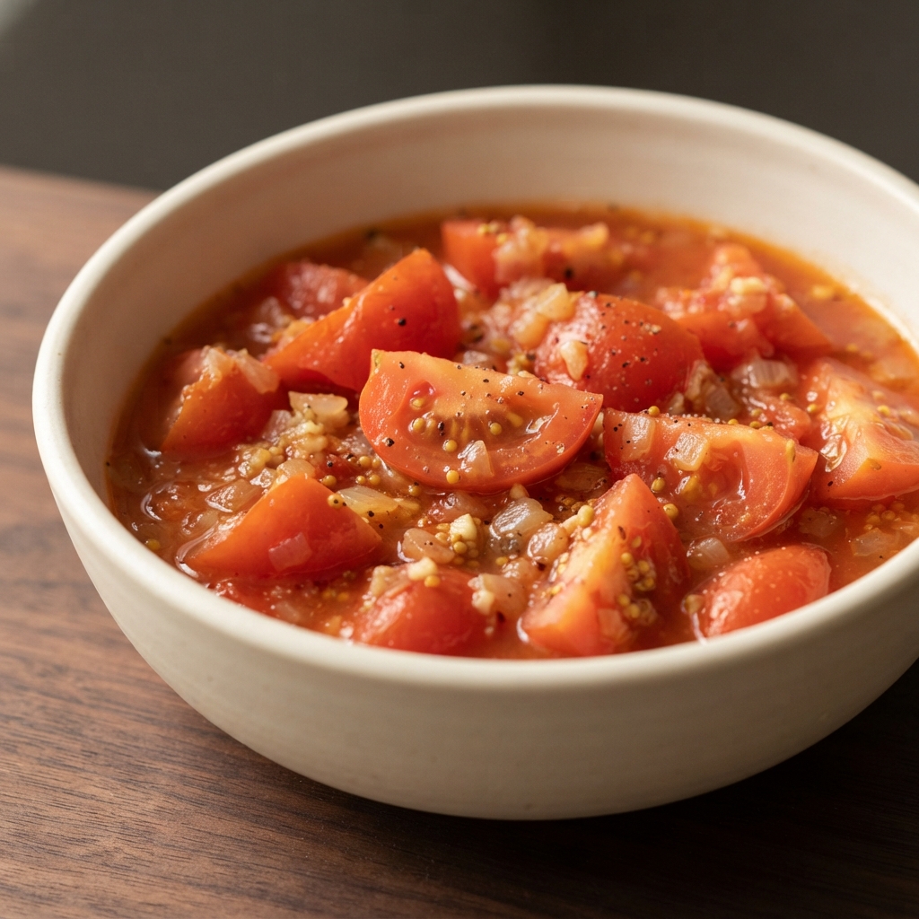 Mustard-Kissed Stewed Roma Tomatoes
