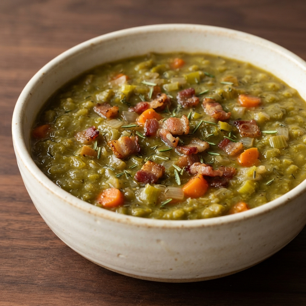 Rosemary Split Pea and Bacon Soup