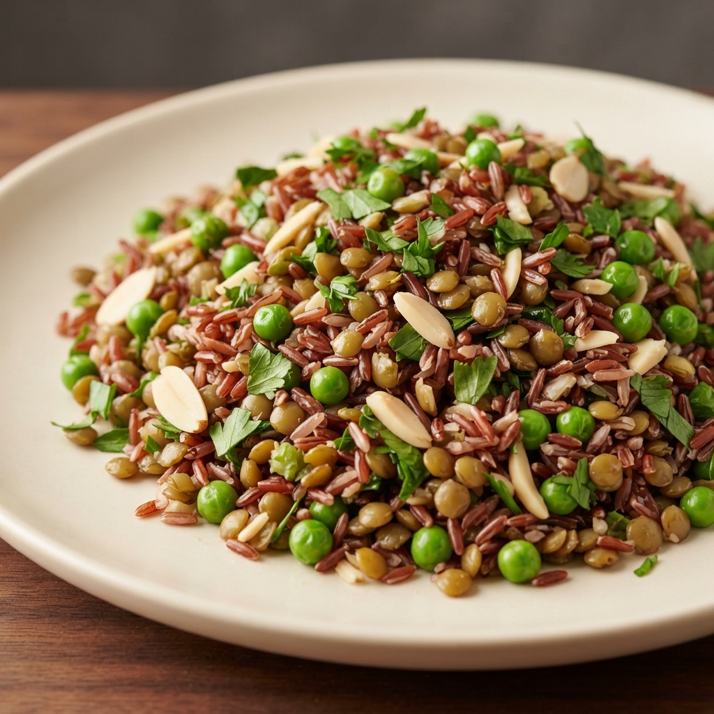 French Lentil and Thai Red Rice Salad with Lime and Herbs