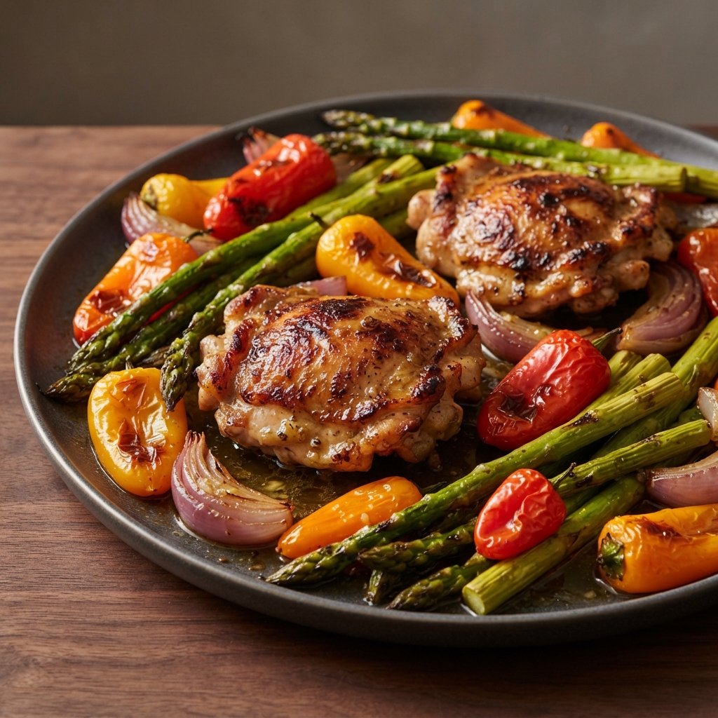 One-Pan Lemon-Garlic Chicken Thighs with Veggies