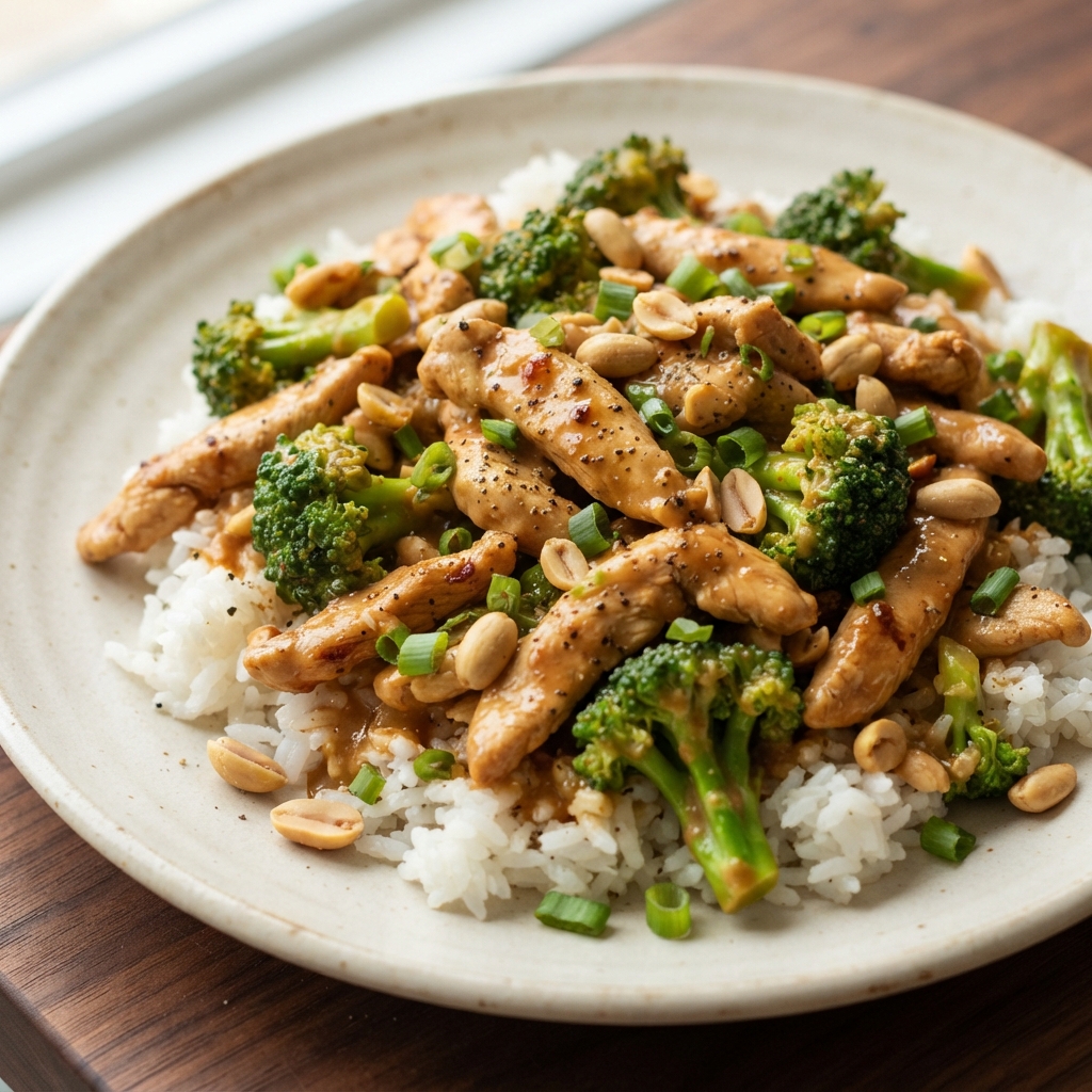 Peanut-Ginger Thai Chicken with Broccoli