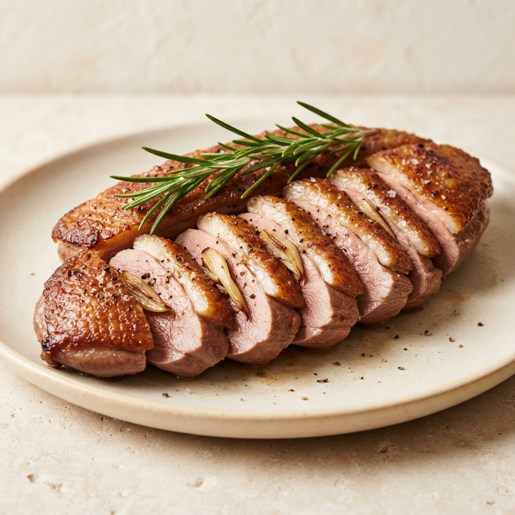 Garlic Rosemary Roasted Duck Breast