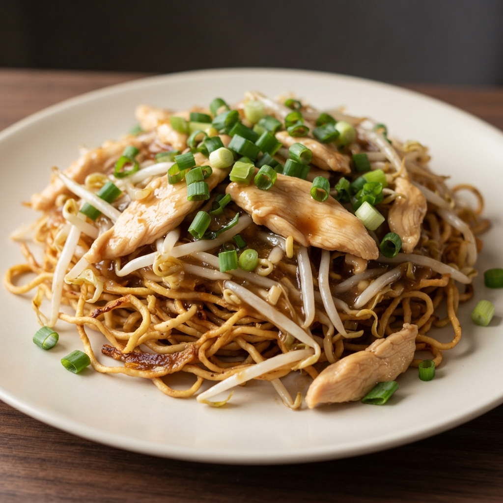 Cantonese Chicken Chow Mein Noodles