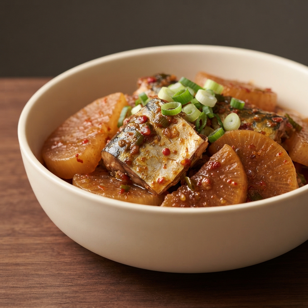 Braised Mackerel with Daikon (Godeungeo Jorim)