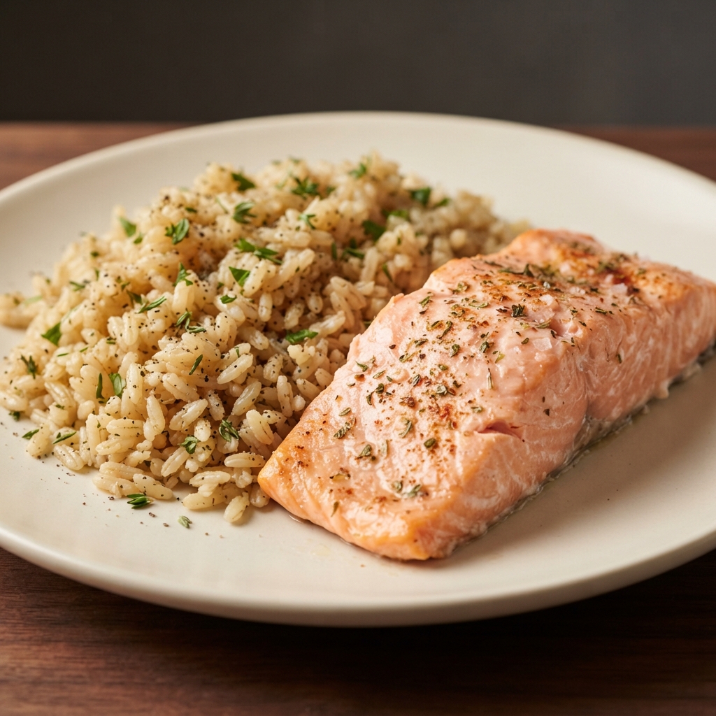 Baked Salmon and Rice