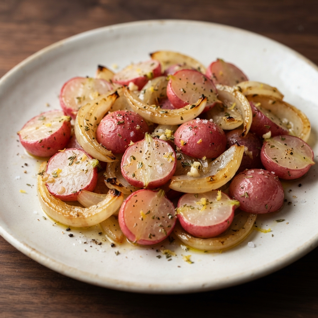 Oven-Roasted Radishes and Onions