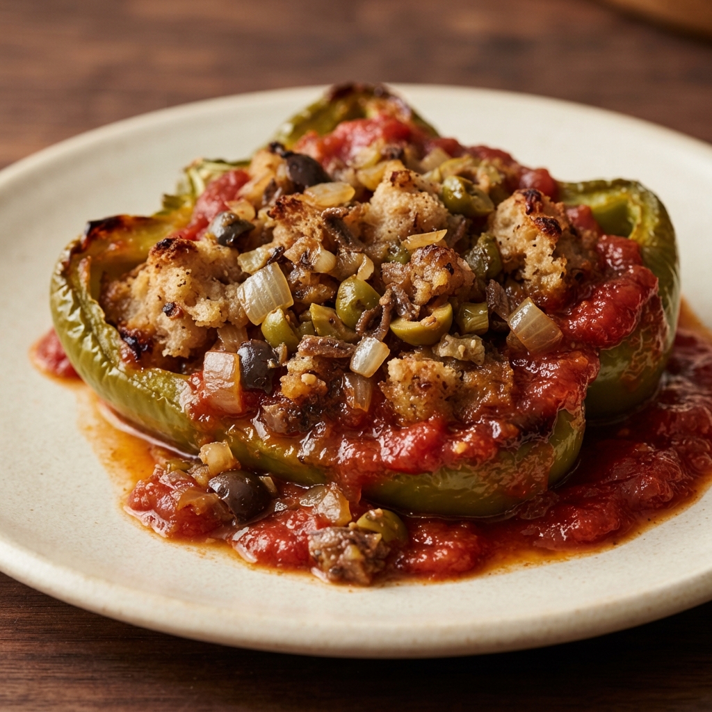 Italian-Style Bread-Stuffed Bell Peppers