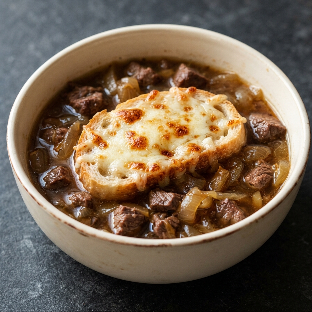 Ribeye-Loaded French Onion Soup