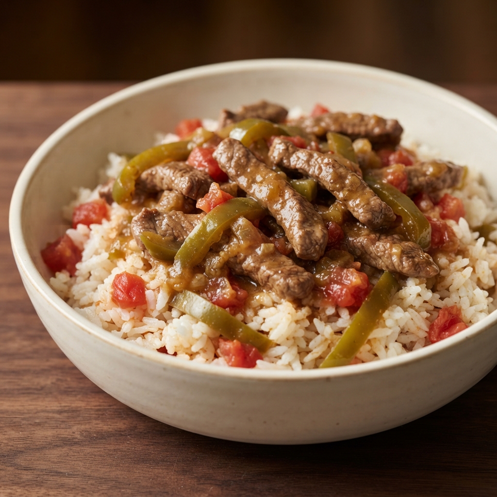 Beef and Rice with Peppers