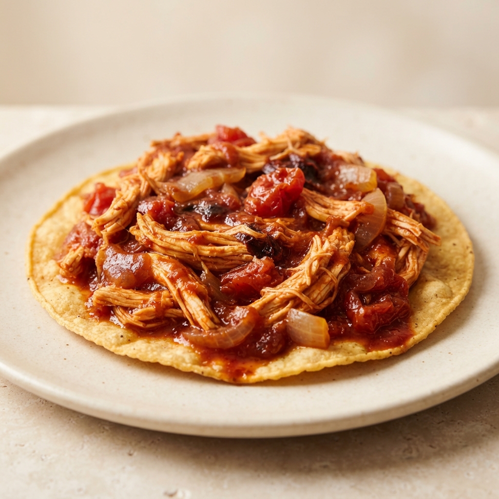 Pressure Cooker Chicken Tinga Tostadas