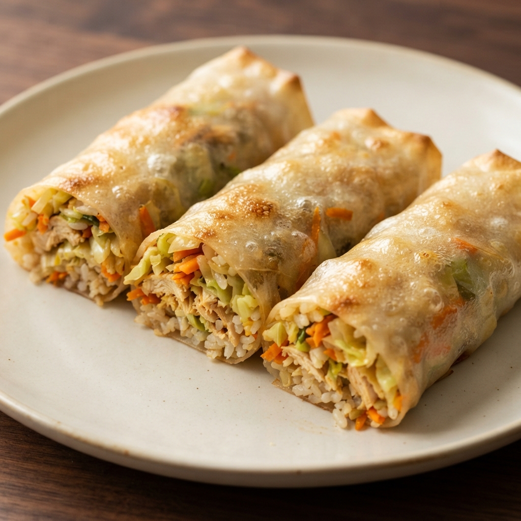 Oven-Baked Chicken and Veggie Rice Paper Rolls