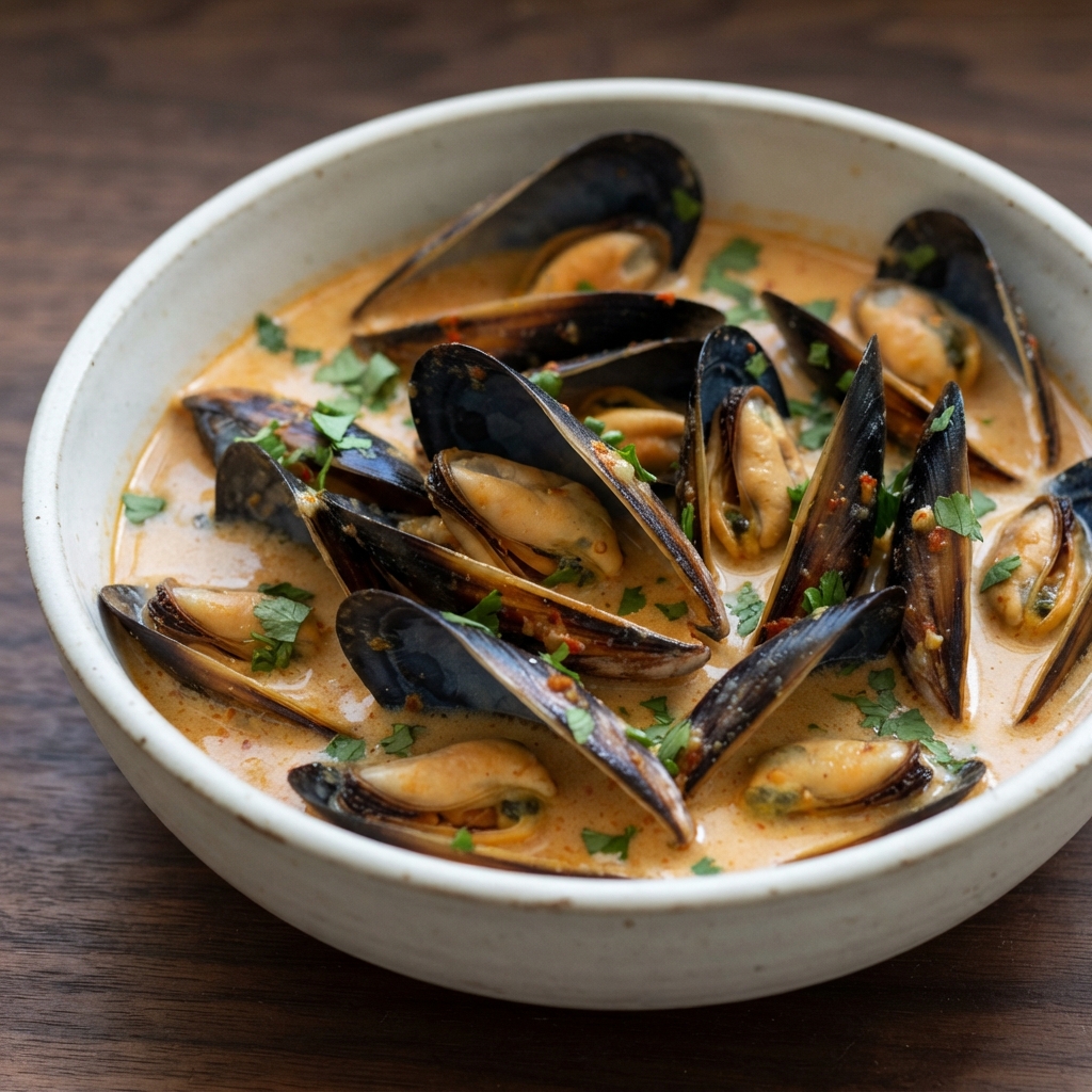 Coconut Red Curry Thai Mussels