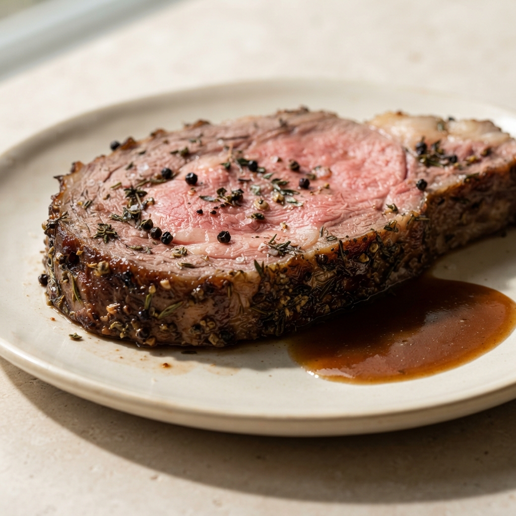 Herb-Crusted Prime Rib with Classic Au Jus