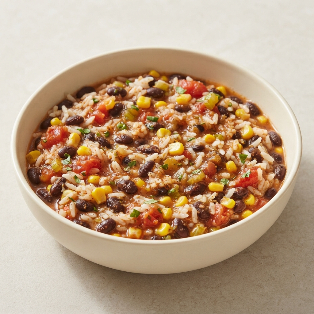 Black Beans with Rice, Corn, and Herbs (Mexican-Inspired)