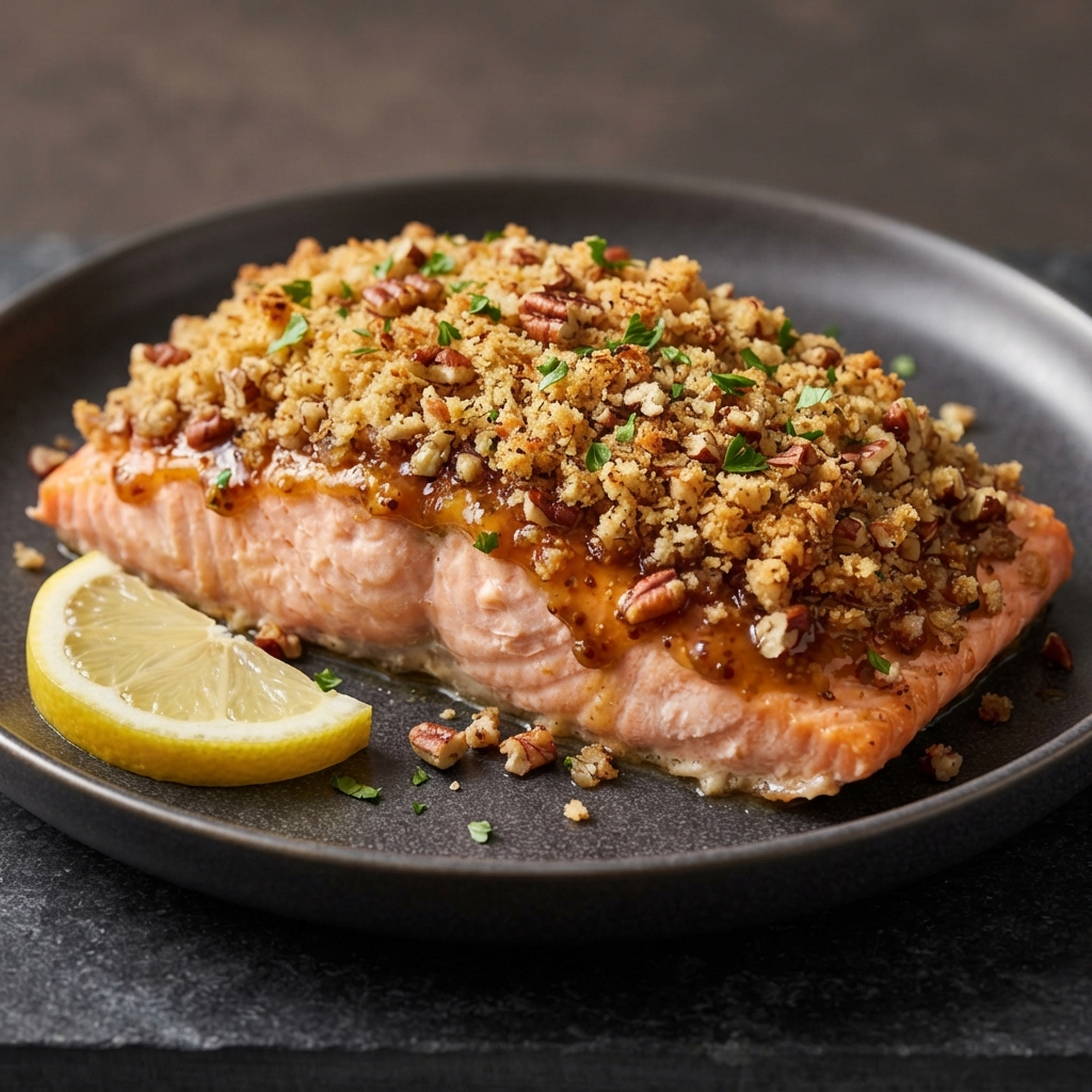 Baked Alaska Salmon with Pecan-Crumb Topping