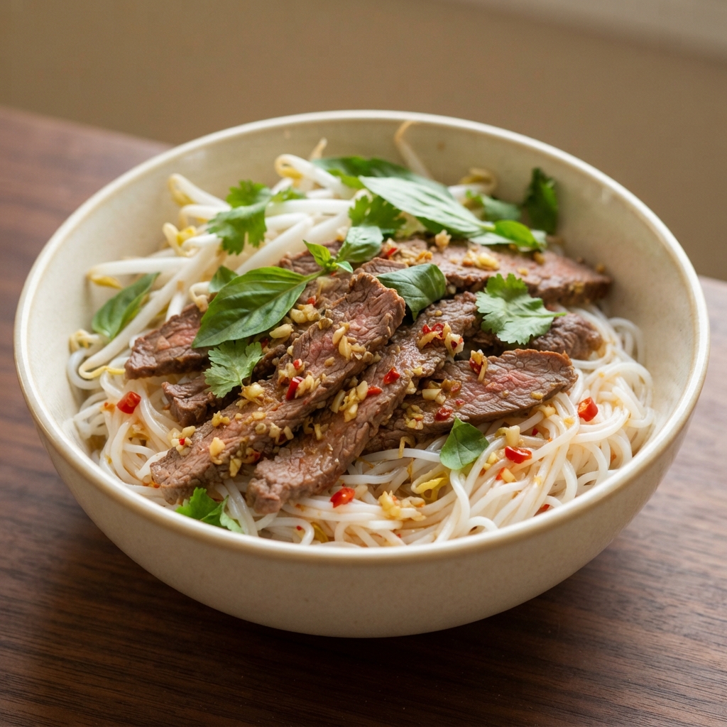 Lemongrass Beef with Rice Vermicelli (Vietnamese Style)