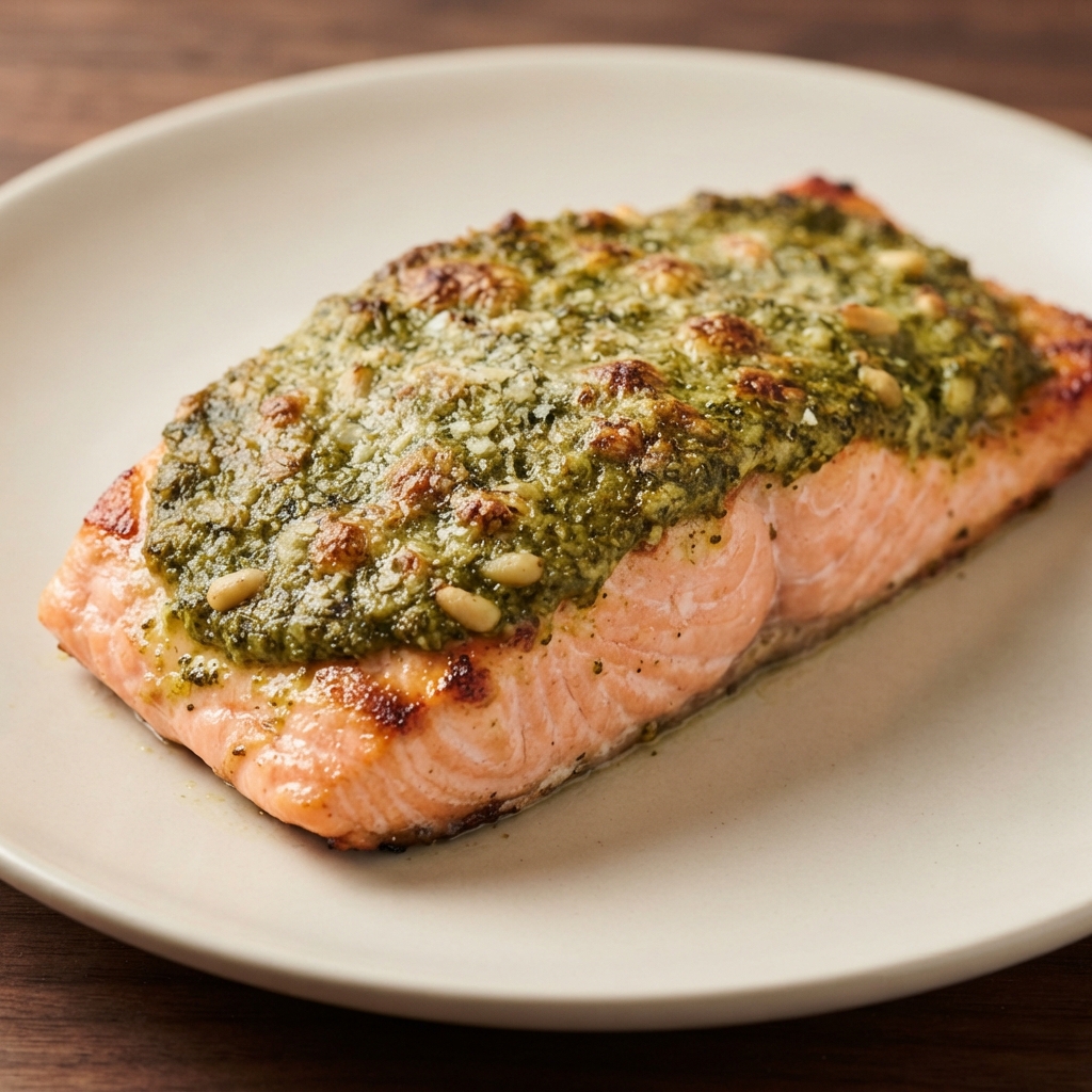 Grilled Salmon With Pesto Crust