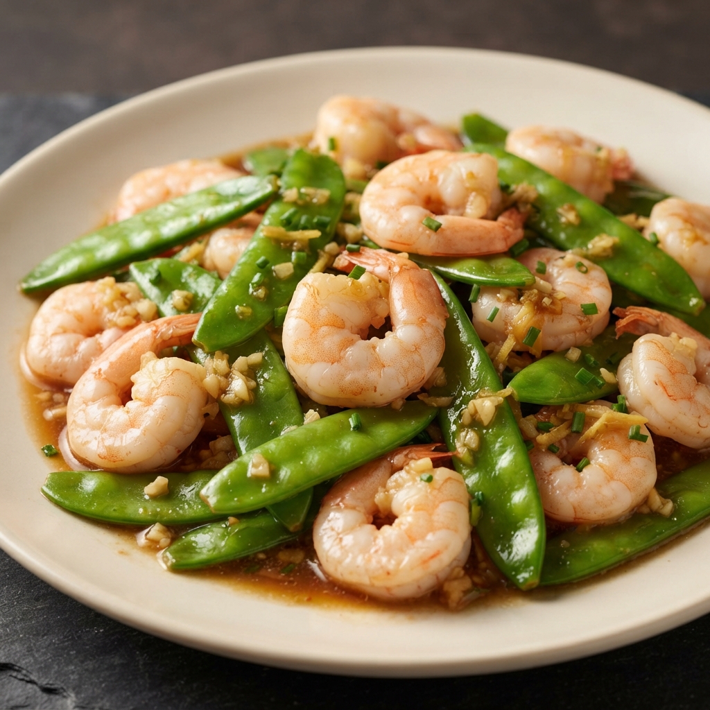 Stir-Fried Shrimp with Snow Peas and Ginger