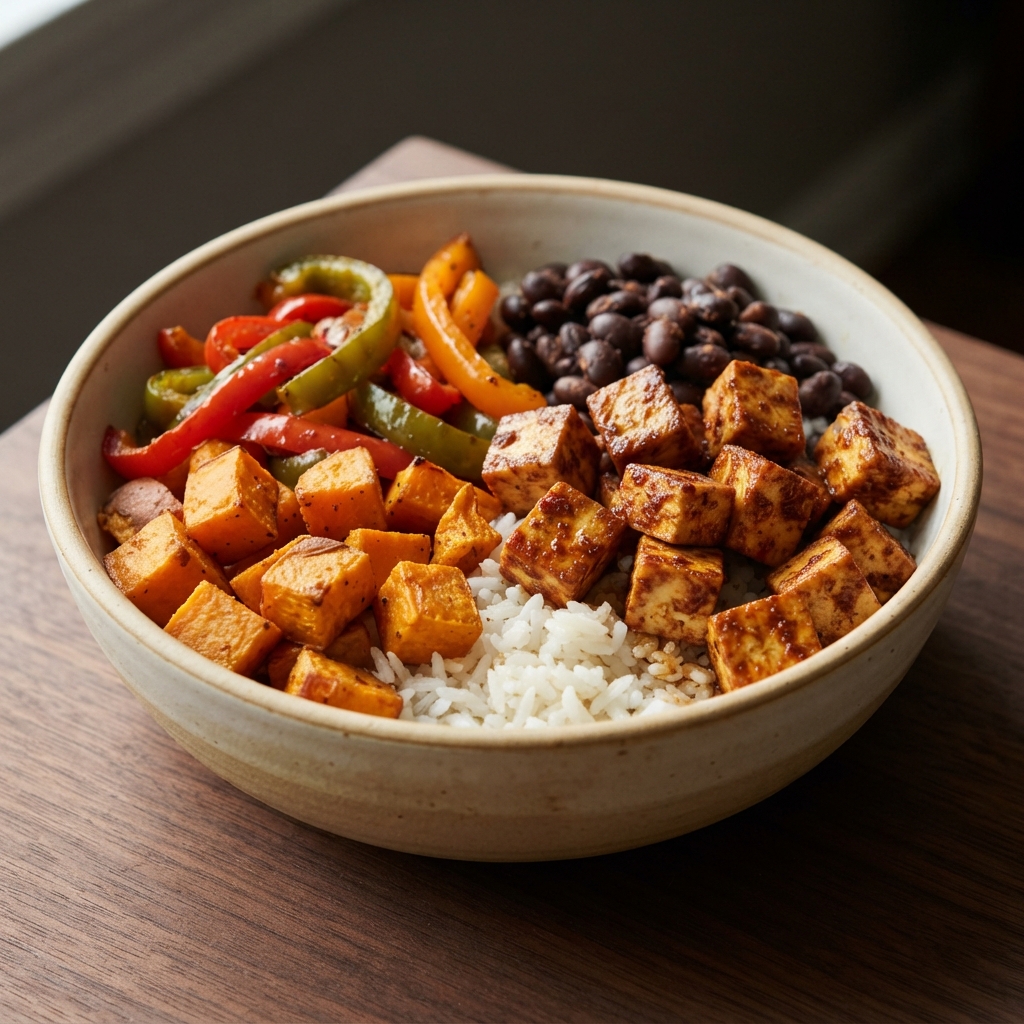 Jerk Tofu and Veggie Grain Bowl