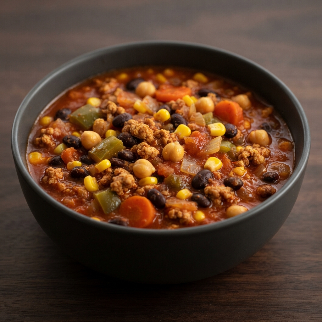 Turkey Chili with Black Beans and Chickpeas