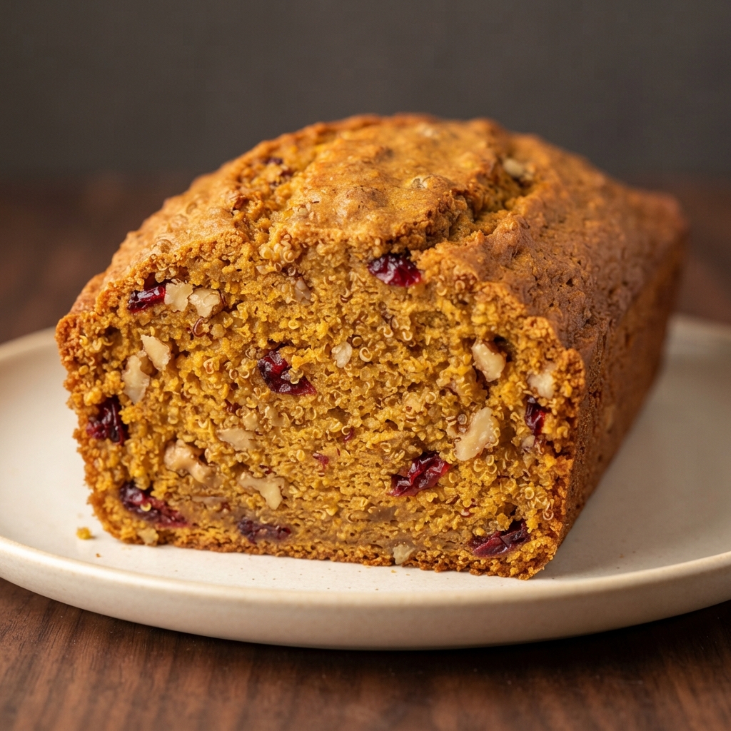 Quinoa Pumpkin Loaf with Walnuts and Cranberries