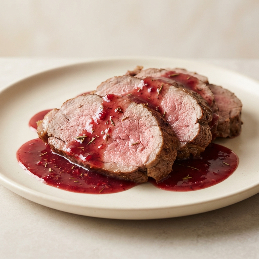 Roasted Leg of Lamb with Raspberry-Rosemary Sauce