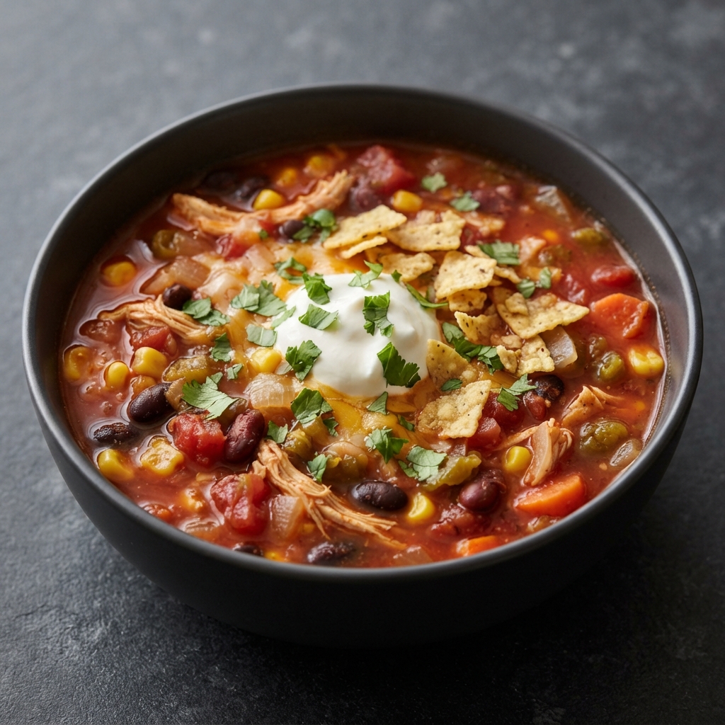 Lightened Slow-Cooker Chicken Taco Soup