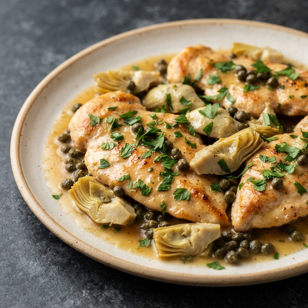Artichoke and Caper Chicken Breast Cutlets