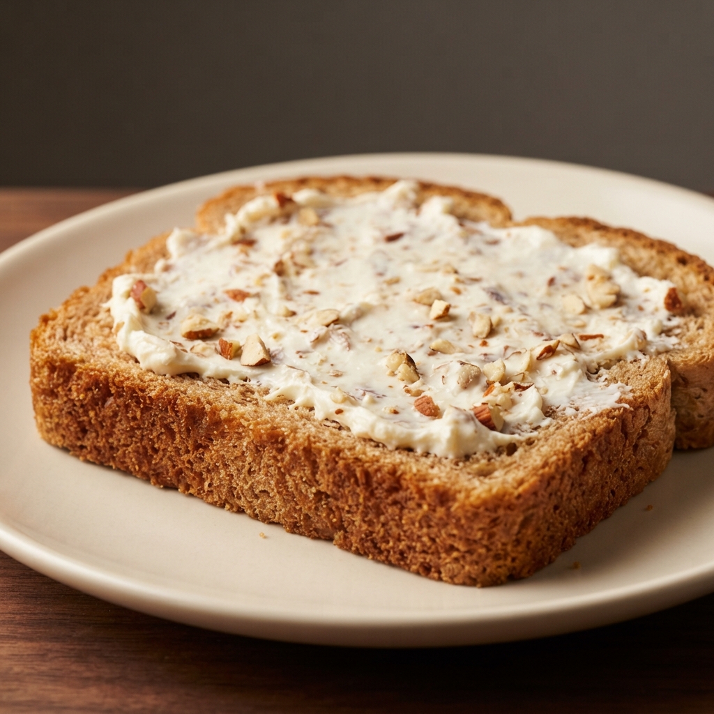 Whole Wheat Bread with Cream Cheese and Almonds