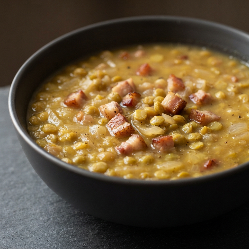 Hearty Split Pea Soup with Pork Belly