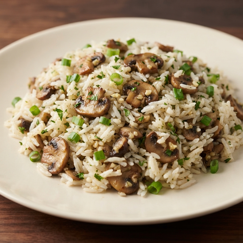 Garlic Mushroom Rice Pilaf