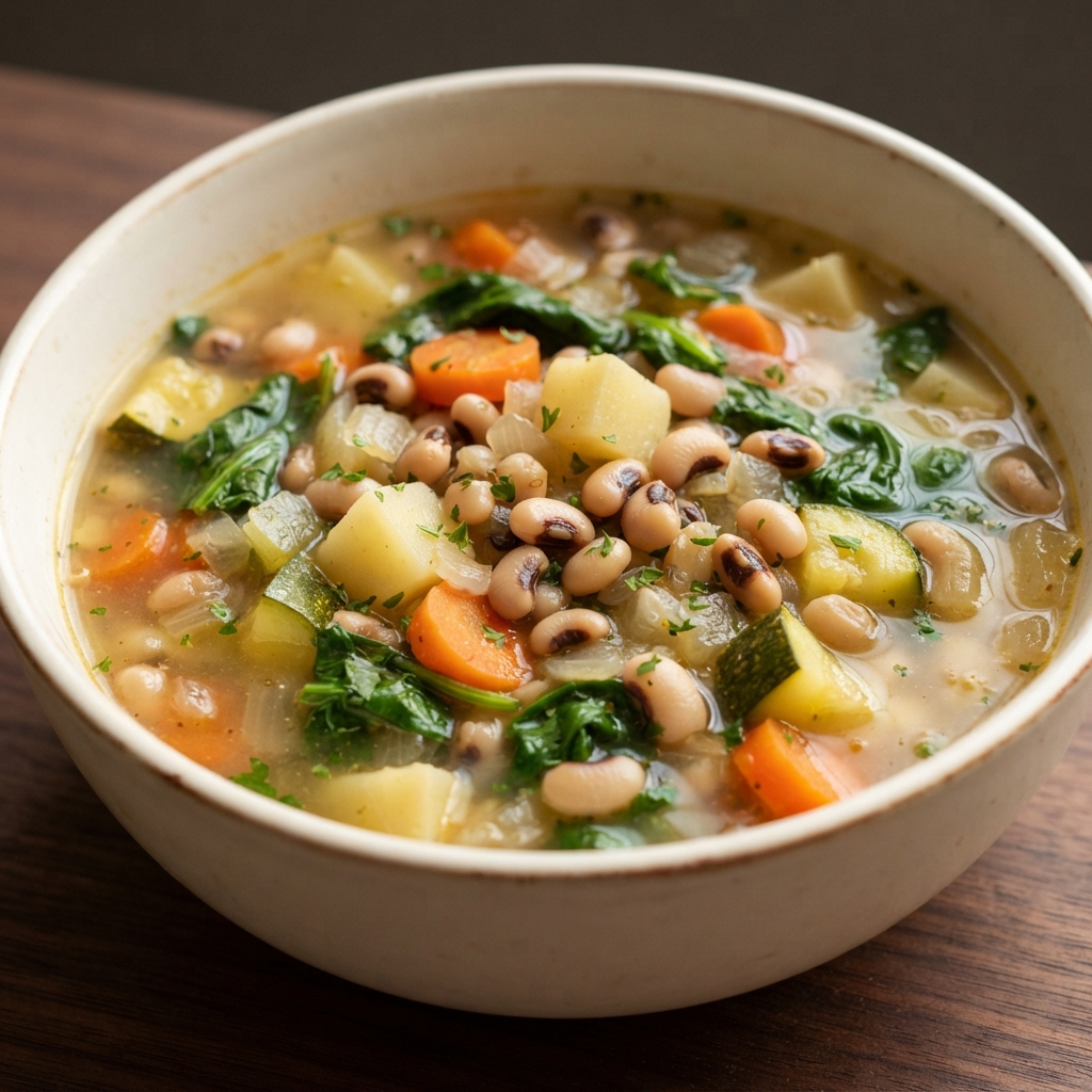 Hearty Black‑Eyed Pea, Spinach & Veggie Soup