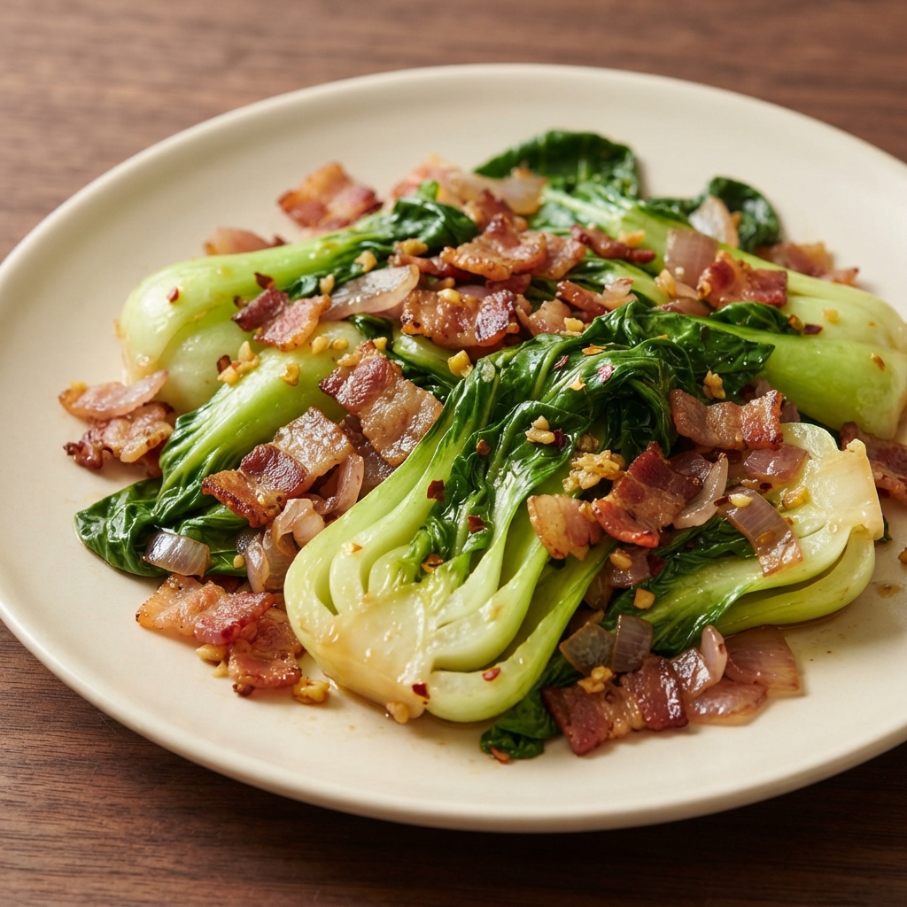 Bok Choy with Crispy Bacon