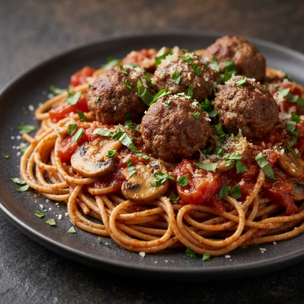 Spaghetti with Bison Meatballs