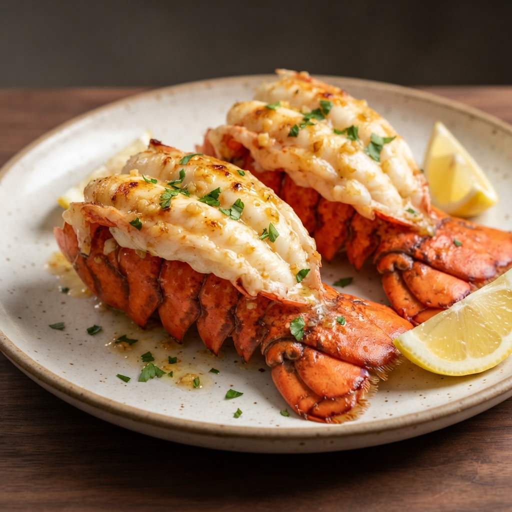 Air-Fried Lobster Tails with Lemon Garlic Butter