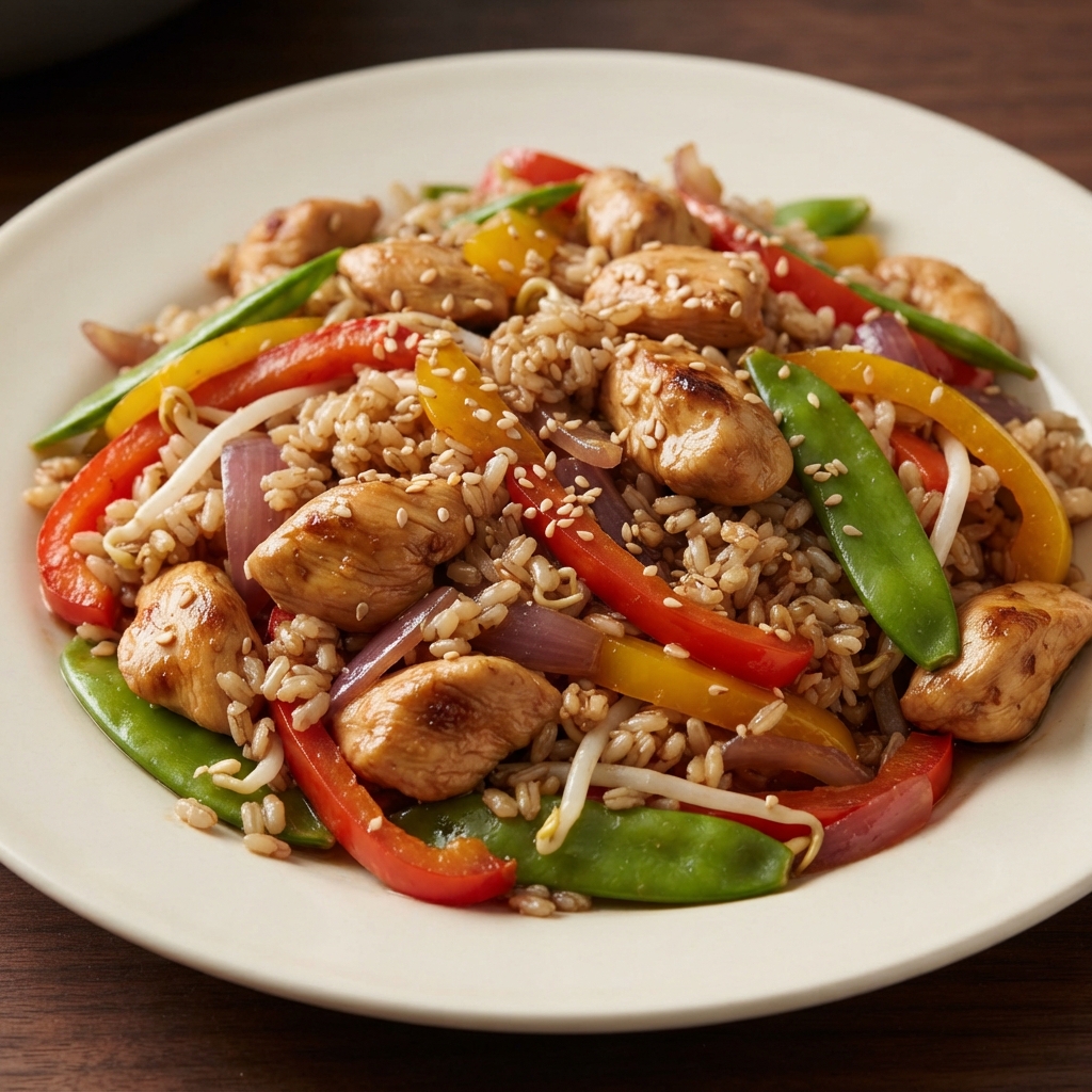 Chicken and Veggie Stir-Fry with Brown Rice