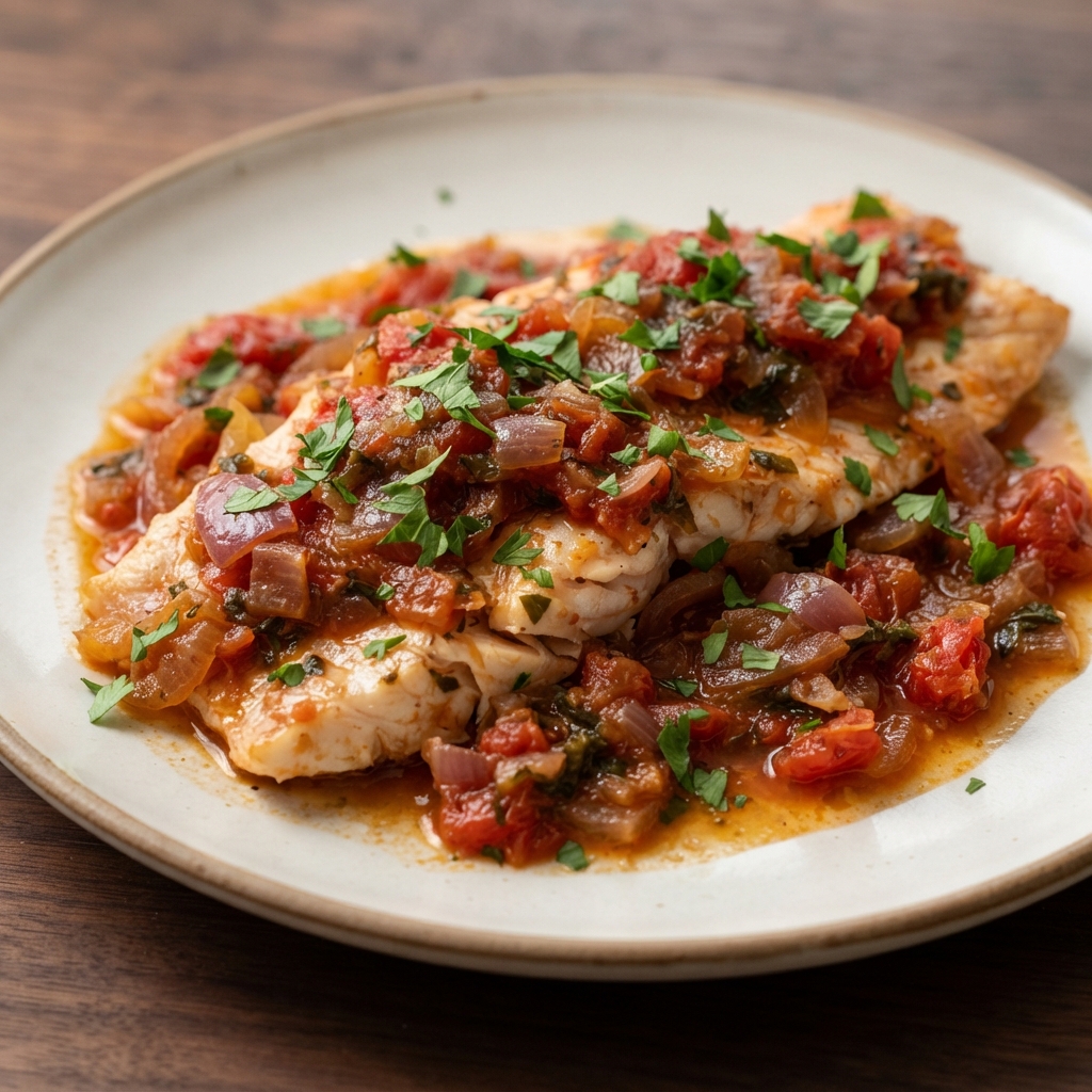 Coastal Red Snapper with Tomato, Bacon, and Herbs
