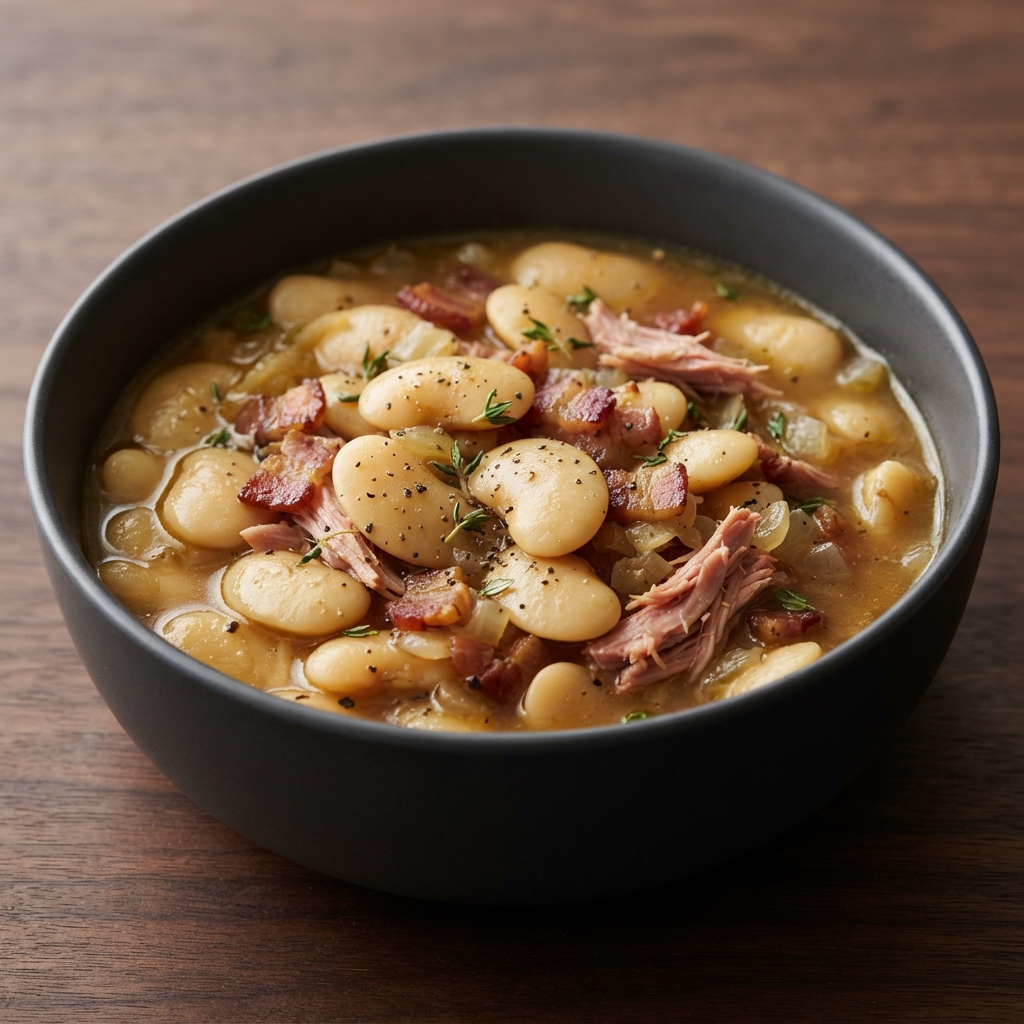 Southern-Style Butter Beans with Bacon and Ham Hock