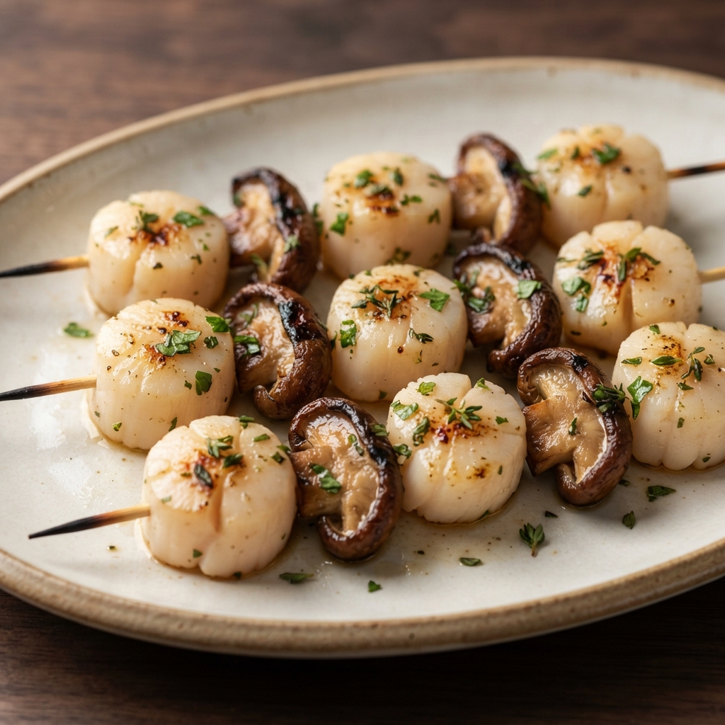 Sea Scallop & Shiitake Mushroom Grilled Skewers