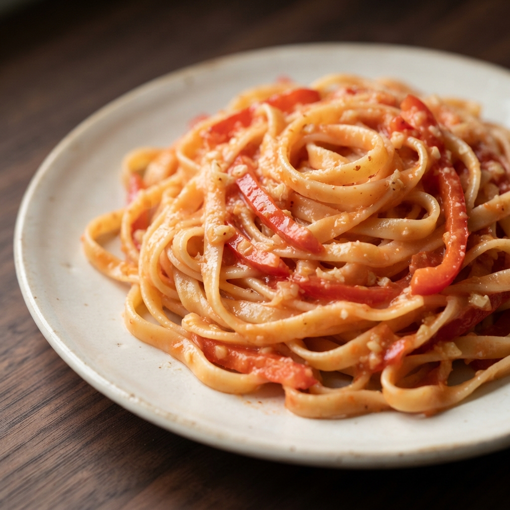 Fettuccine in Creamy Red Pepper–Cayenne Sauce