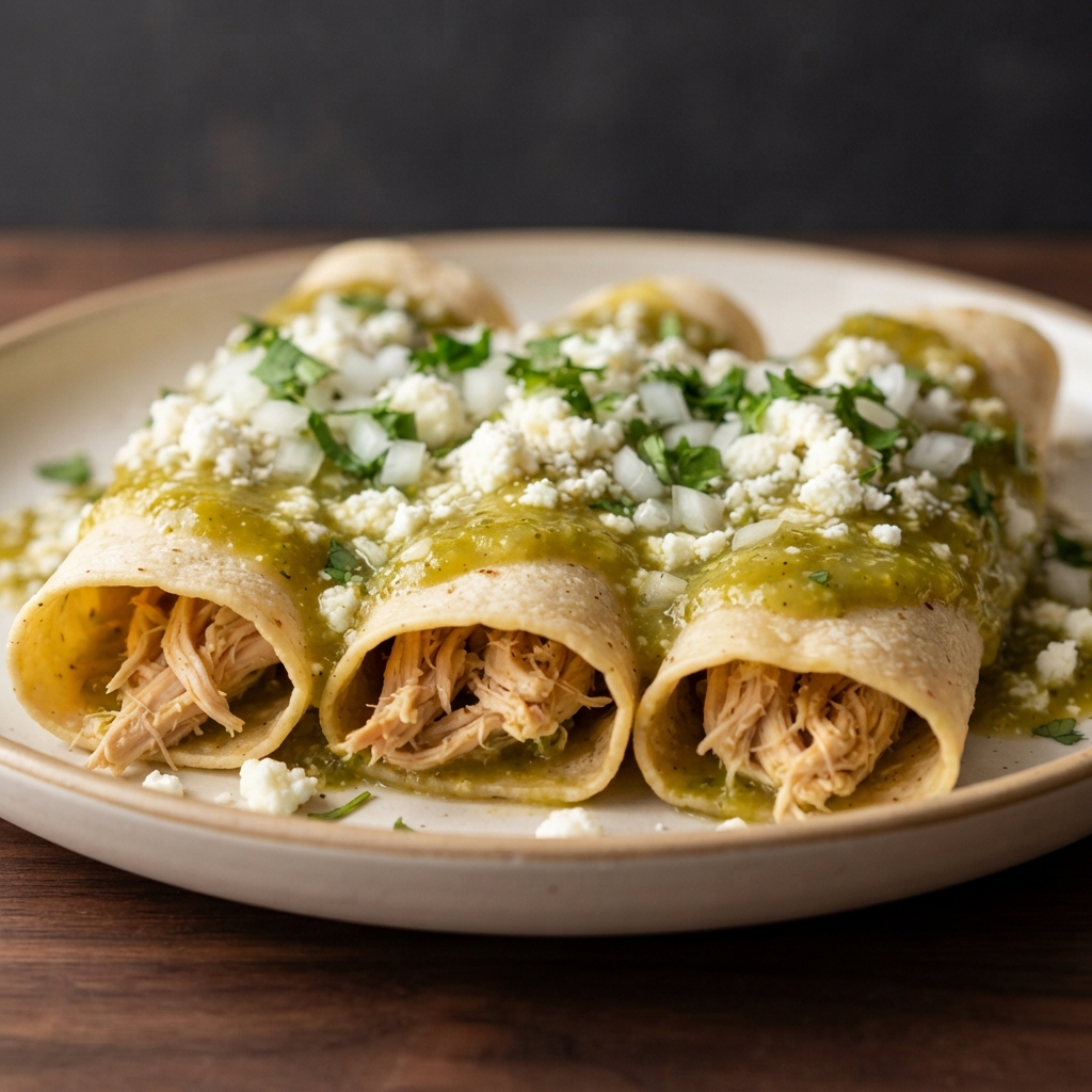Traditional Chicken Enchiladas in Salsa Verde