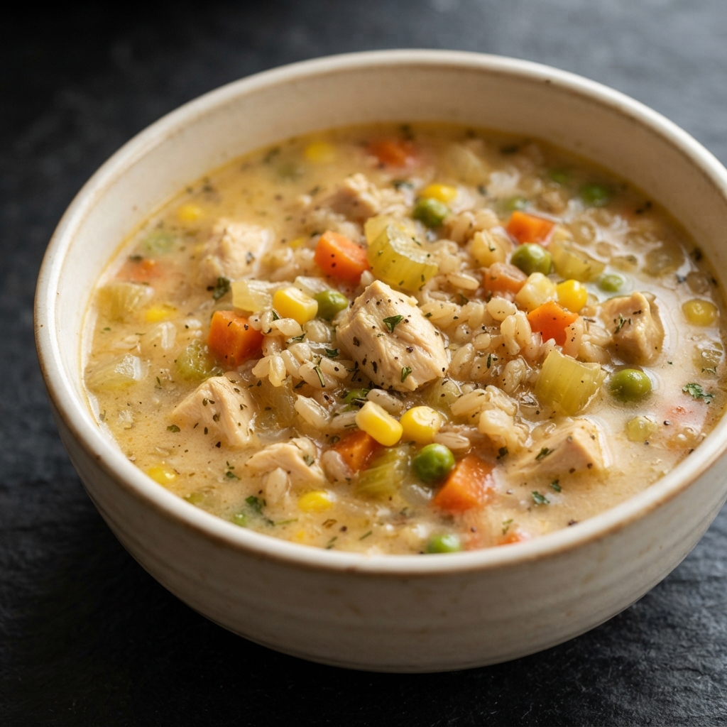 Pressure Cooker Creamy Chicken & Brown Rice Soup