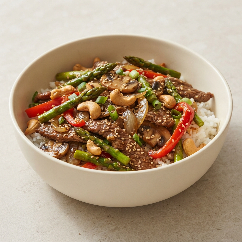 Essanaye's Sesame Beef with Veggie Stir-Fry
