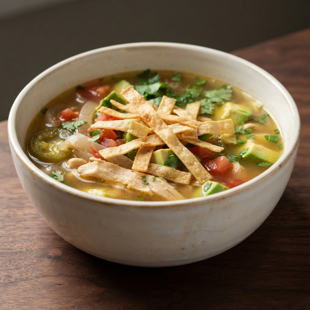 Avocado Soup with Chicken and Lime