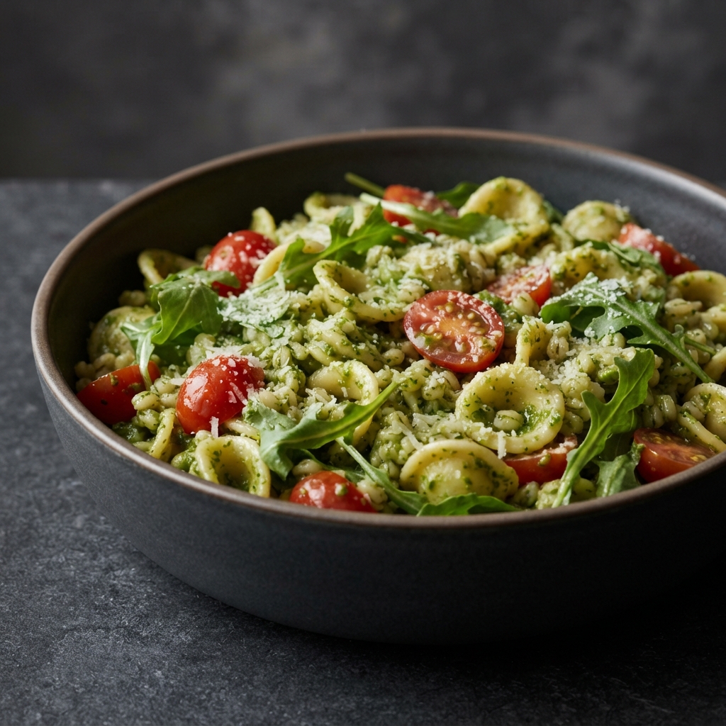 Orecchiette with Cilantro Pesto and Pearl Barley